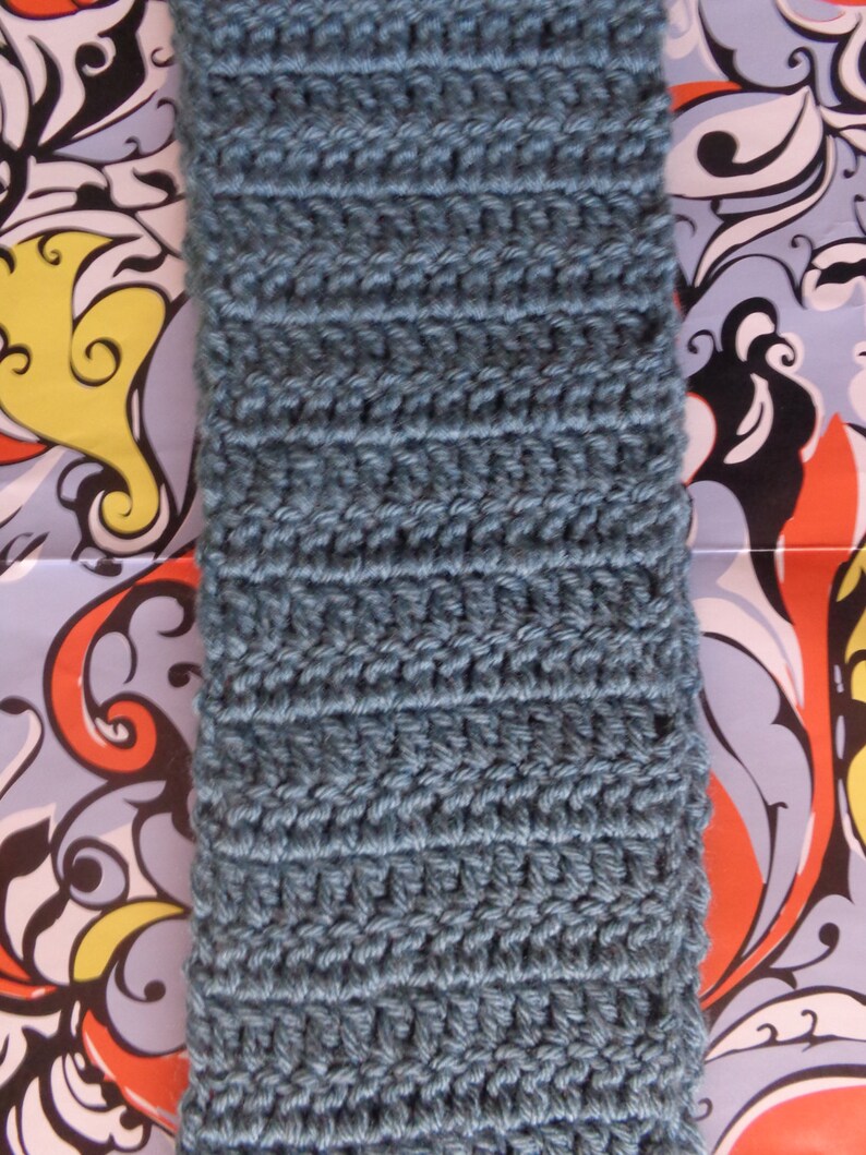 Dusty Blue Handmade Crochet Scarf by Pepperland image 2
