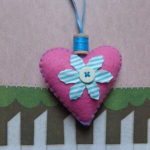 Pink Handmade Heart Ornament by Pepperland