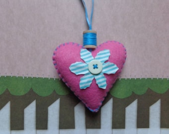 Pink Handmade Heart Ornament by Pepperland