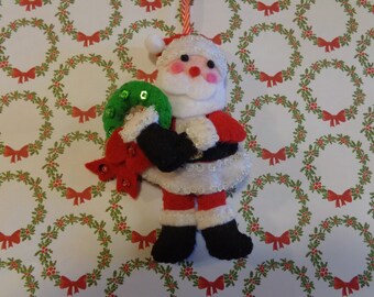 Santa Claus with Wreath Felt Christmas Ornament by Pepperland