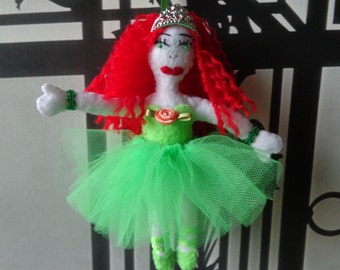 Handmade Ballerina Ornament with green dress by Pepperland