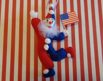 4th of July Patriotic Handmade Clown Ornament by Pepperland