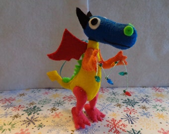 Multi-Colored Felt Dragon Ornament by Pepperland