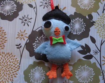 Felt Light Blue Beatnik Bird Ornament by Pepperland