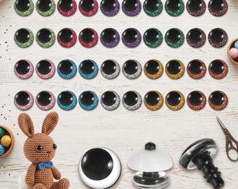 Glitter Safety Eyes – 120 Pcs, 12mm Plastic Eyes for Amigurumi Dolls