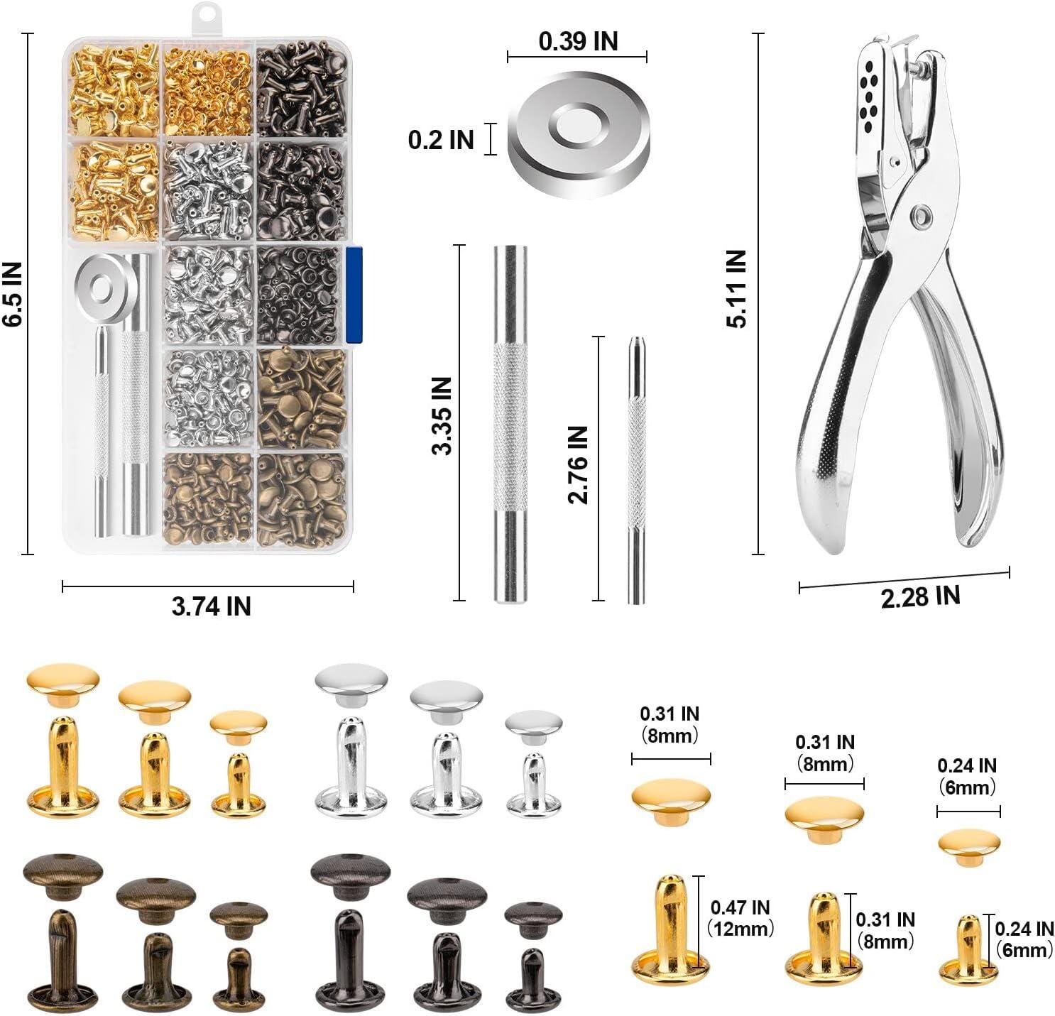 Leather Rivets Set, 480 Sets, Double Cap, With Setting Tools - Etsy