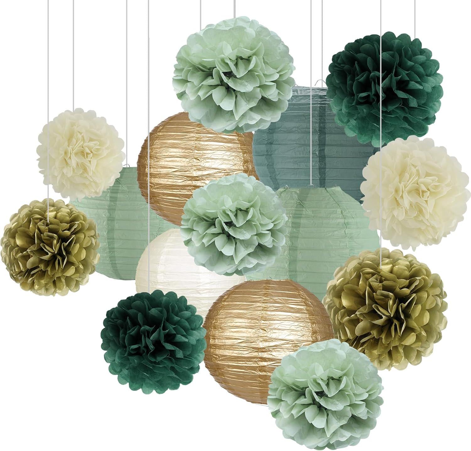 Kit Decorazioni Per Baby Shower - Striscione E Pompon Di Carta Con Fiori - Compleanno E Festa