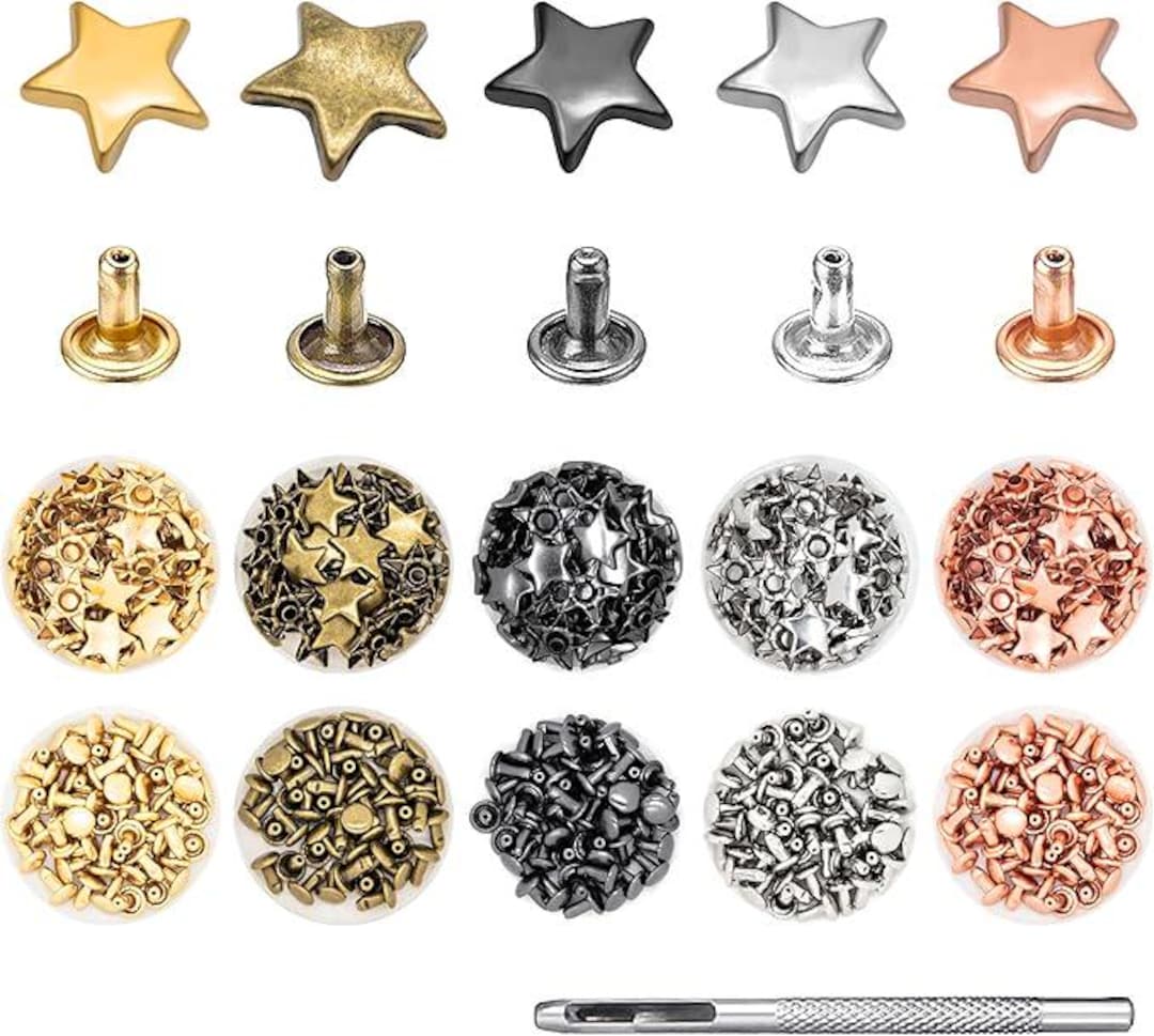 Three Star Rivets Star Metal Rivets Kit, 5 Colors, 250 Sets - Etsy