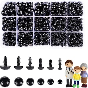 700pc Black Plastic Safety Eyes, 6-14mm DIY Amigurumi Supplies image 2