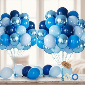 Chrome Blue Balloon Kit, 60 Pcs, Metallic Latex Balloons