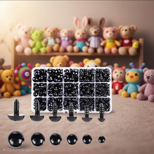 700 schwarze Kunststoff-Sicherheitsaugen, 6-14 mm DIY Amigurumi Bedarf