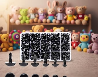 700pc Black Plastic Safety Eyes, 6-14mm DIY Amigurumi Supplies