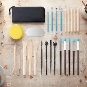 Juego de herramientas para esculpir cerámica, kit de modelado de arcilla de 27 piezas