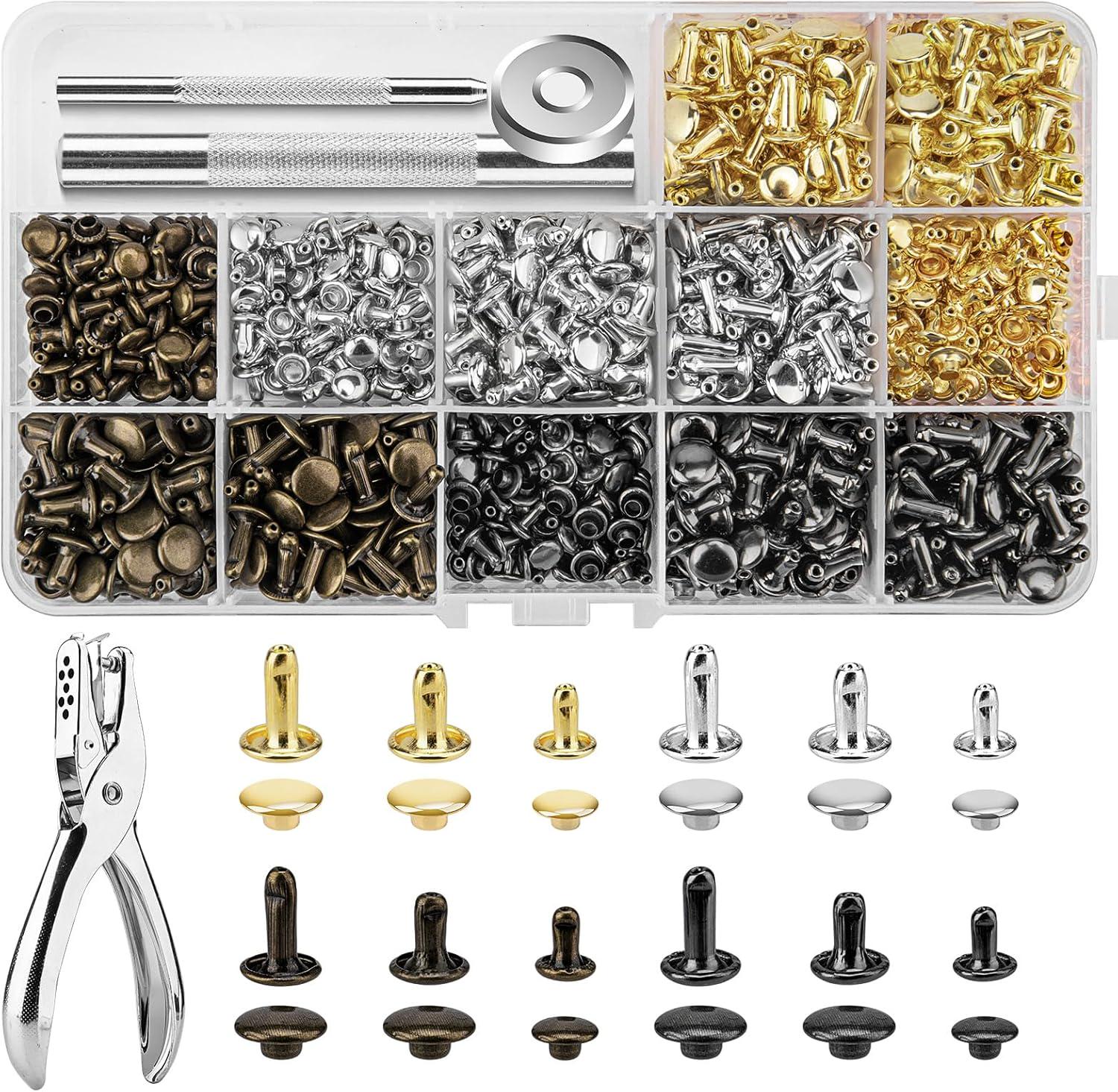 Leather Rivets Set, 480 Sets, Double Cap, With Setting Tools - Etsy