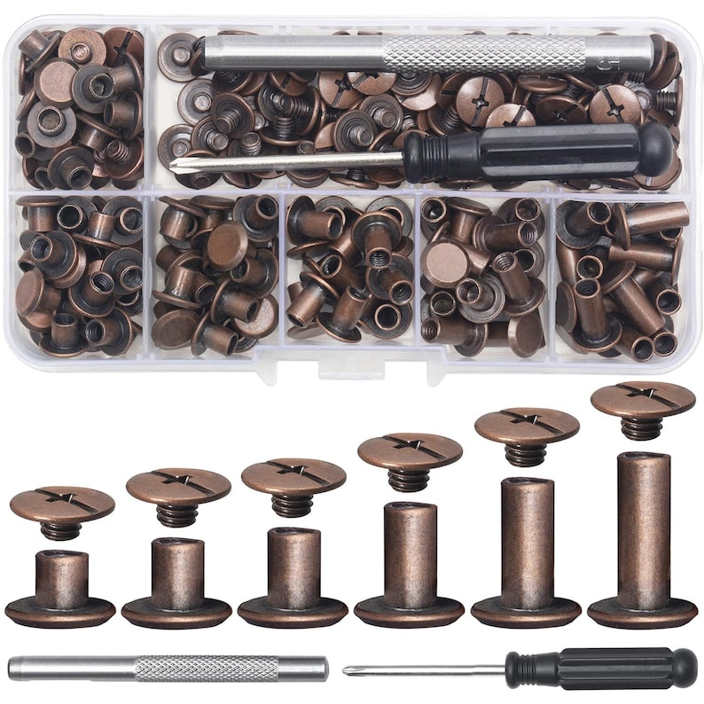 110 Sets Antique Copper Chicago Screws Rivets Kit (M5) - Etsy