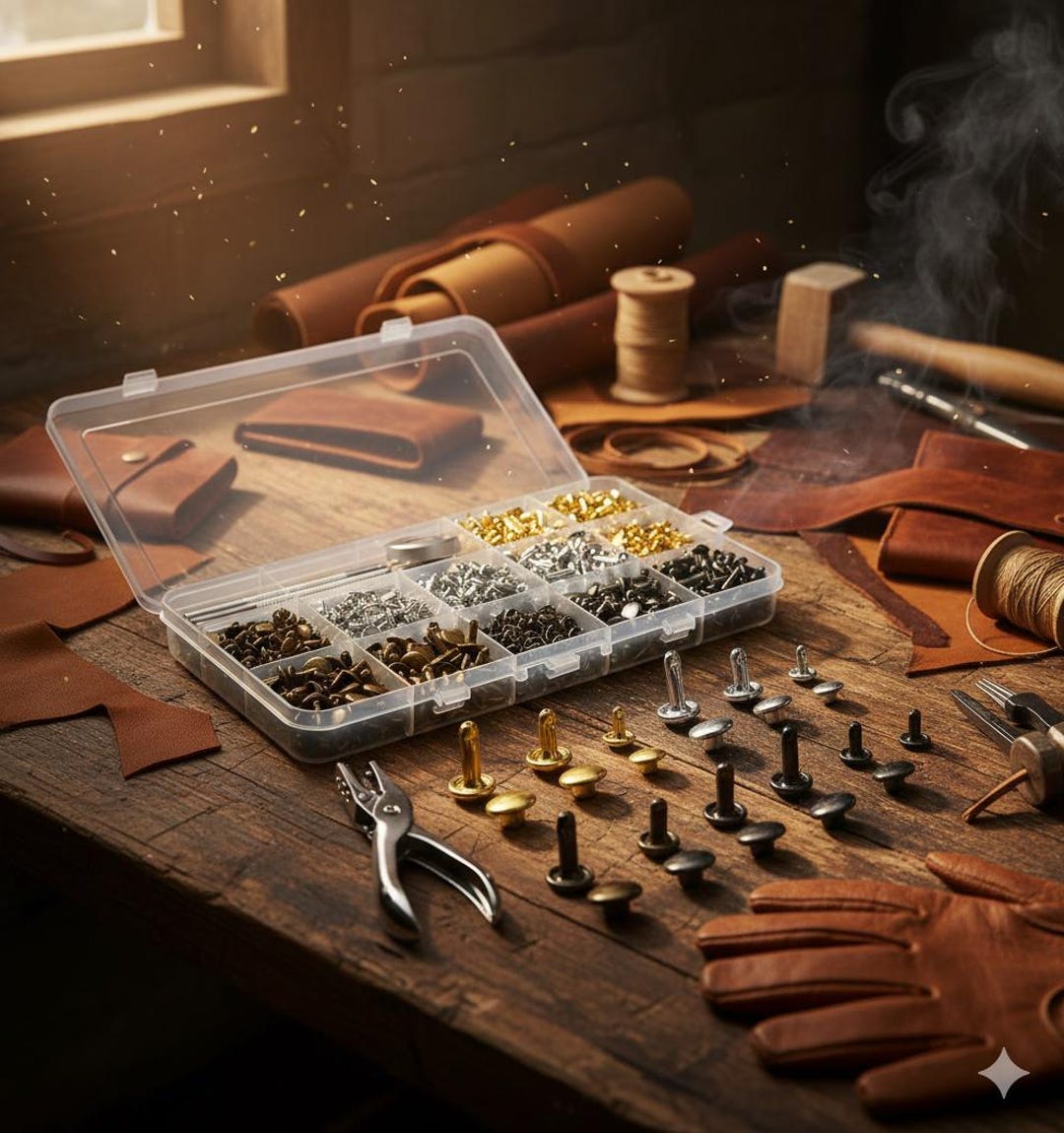 Leather Rivets Set, 480 Sets, Double Cap, With Setting Tools - Etsy