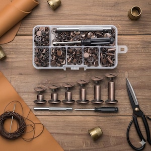 110 Sets Antique Copper Chicago Screws Rivets Kit (M5)