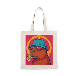 Capybara Tote Bag – Funny Animal Canvas Reusable Shopping Bag, Cute Eco-Friendly Gift, Aesthetic Graphic Tote
