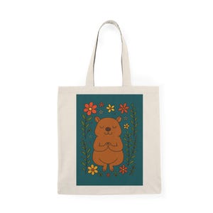 Capybara Tote Bag: Eco-Friendly Cotton Canvas Reusable Grocery Bag