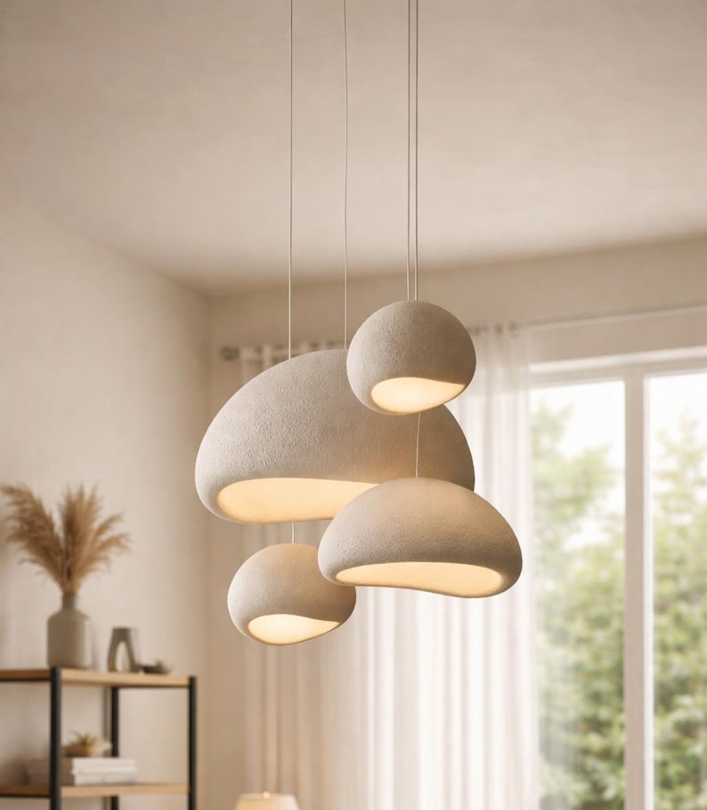 Lámpara colgante nórdica Wabi Sabi, lámpara de techo minimalista, decoración moderna para comedores y hogares.