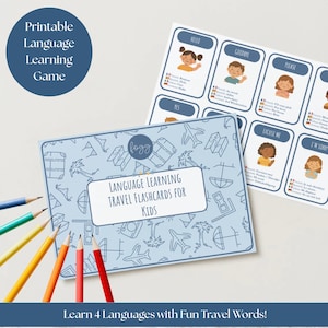 Travel Flash Cards for Kids – Printable Language Learning Game | French, Spanish, Italian, German | Multilingual Vocabulary for Travel Fun