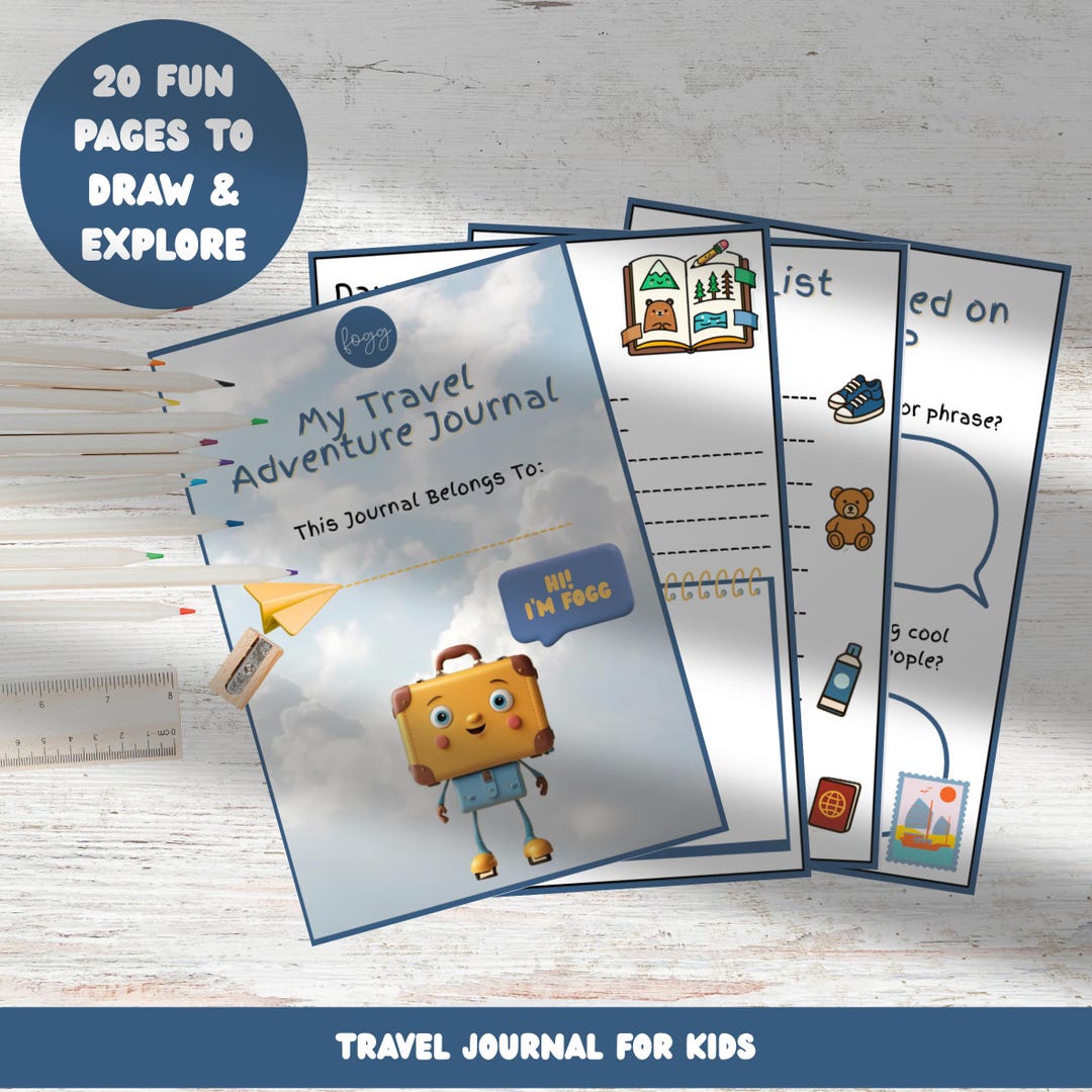 Printable Kids Travel Journal: Adventure Activity Book & Memory Pages ...