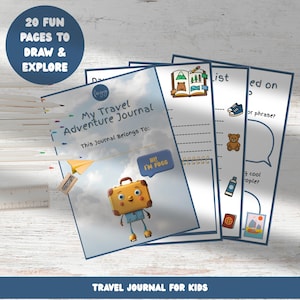 Printable Travel Journal for Kids – Adventure Activity Book, Vacation Diary with Fun Prompts, Drawing & Memory Pages