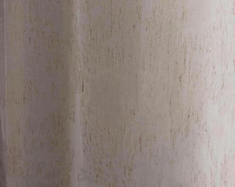 Botanical Print Sheer Curtains, Natural Linen Blend Drapes
