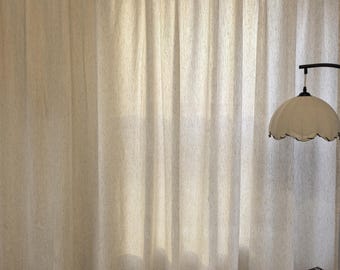 Flax Linen Look Sheer Curtains,  Linen Blend, Natural Textured Drapes, Organic Light Filtering Panels