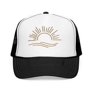 Sunrise Embroidered Foam Trucker Hat, Casual Sun Hat, Beach Vibes Accessory, Gift for Nature Lovers, Summer Style Cap