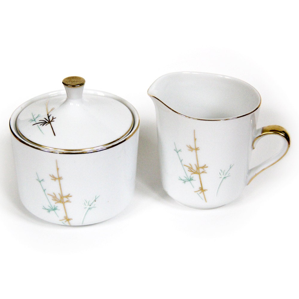 Vintage Mikasa Sugar and Creamer Set MIMI Jyoto Gold Mint Etsy