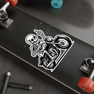 Skeleton Biker Vinyl Decal | Funky Auto Stickers, Motorcycle Decor, Halloween Gifts, Cool Home Accessories, Unique Car Art