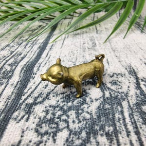 Handmade Brass Lucky Pig Figurine, Mini Pig Statue, Single Pack, Solid Brass Animal Ornament, Good Luck Gift, Home & Office Decor