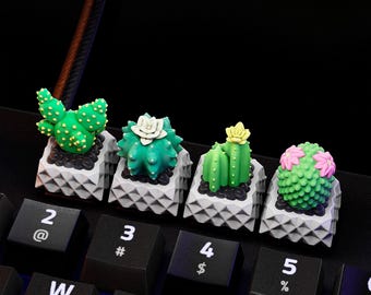 Cactus Keycaps, Custom Handmade Artisan Keycaps, Plant keycaps for mechanical keyboard, Cherry MX, Nature keycaps, Gift, Handpainted keycaps