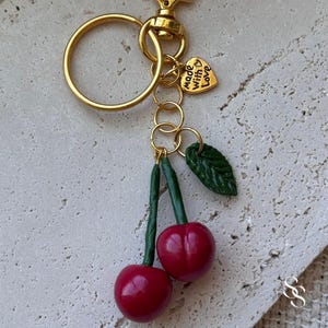 Freshly Picked Keychain | Cherry Bag Charm | Polymer Clay Fruit Bag Charm