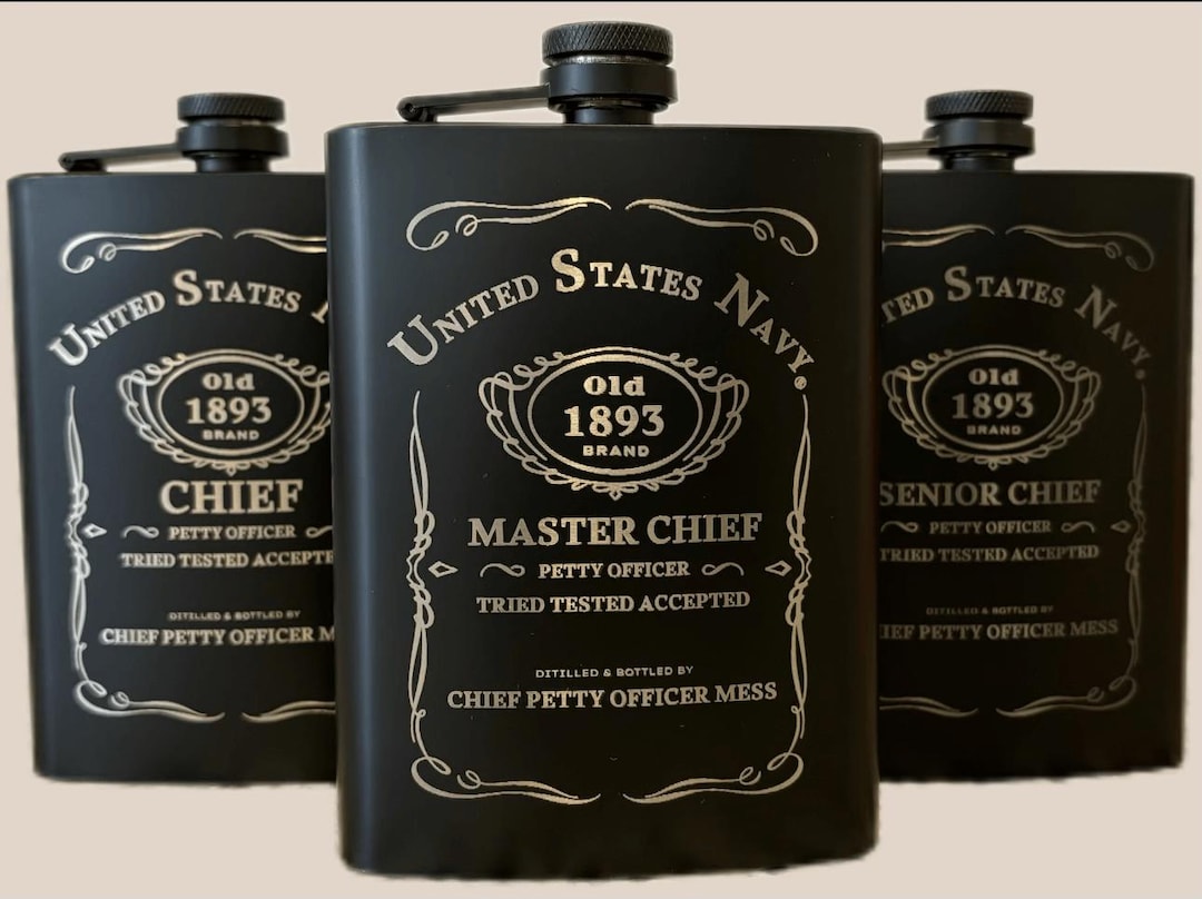Laser Engraved Navy Senior Chief Flask main image 1