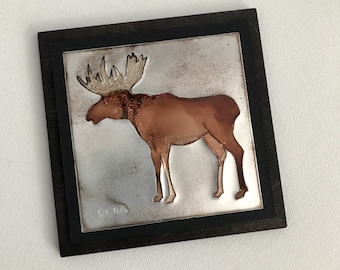 Upcycled Soda Pop Can Moose Art Tile