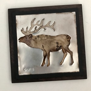 Recycled Soda Pop Can Elk, Bull Elk Western Wildlife Art Tile
