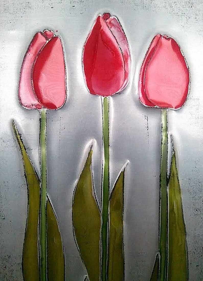 Upcycled Soda Pop Can Recycled Tulips Art image 2