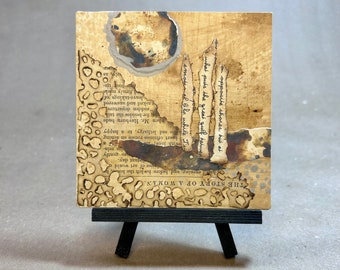 Original Art, Handmade Art, Mixed Media Art, Abstract Collage Art, Art Tile, Wall Art