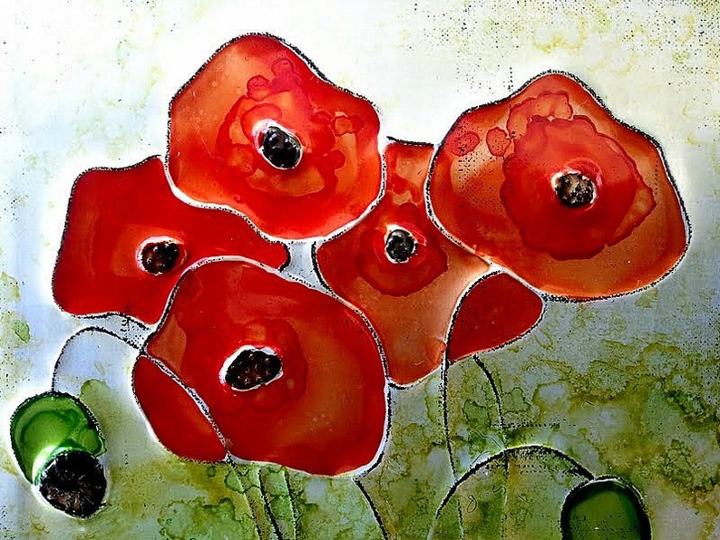 Upcycled Soda Pop Can Poppies Wall Art image 2