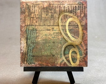 Original Art, Handmade Art, Mixed Media Art, Abstract Collage Art, Art Tile, Wall Art