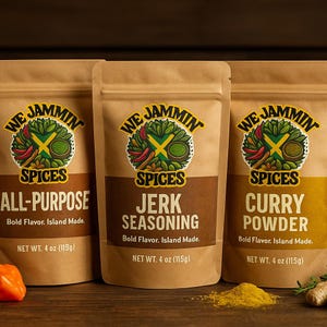 Caribbean Spice Gift Set–All Purpose, Jerk & Jamaican Curry Blends | Authentic Island Seasonings |Gourmet Spice Sampler |We Jammin’ Spices