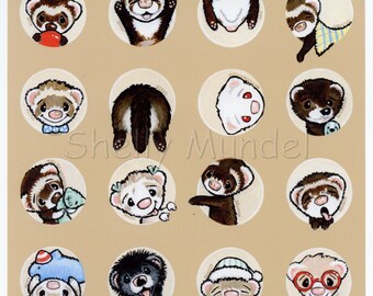 Holes - Ferret Art Print - by Shelly Mundel