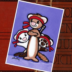 Ninja Ferrets Ferret Art Print from Original Painting by Shelly Mundel image 2