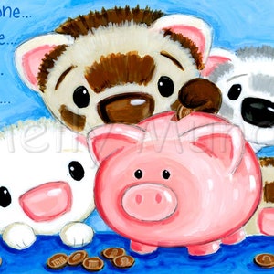 Piggy Bank Ferret Art Print by Shelly Mundel image 1