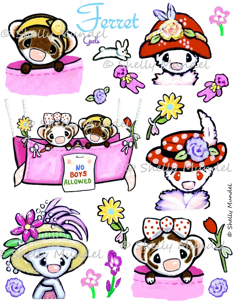Ferret Girls Digital Download Print image 1