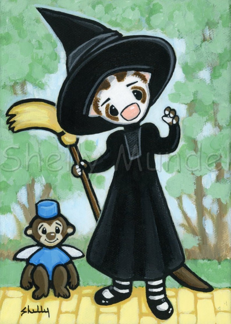 Wizard of Oz Witch Ferret Art Print by Shelly Mundel image 1