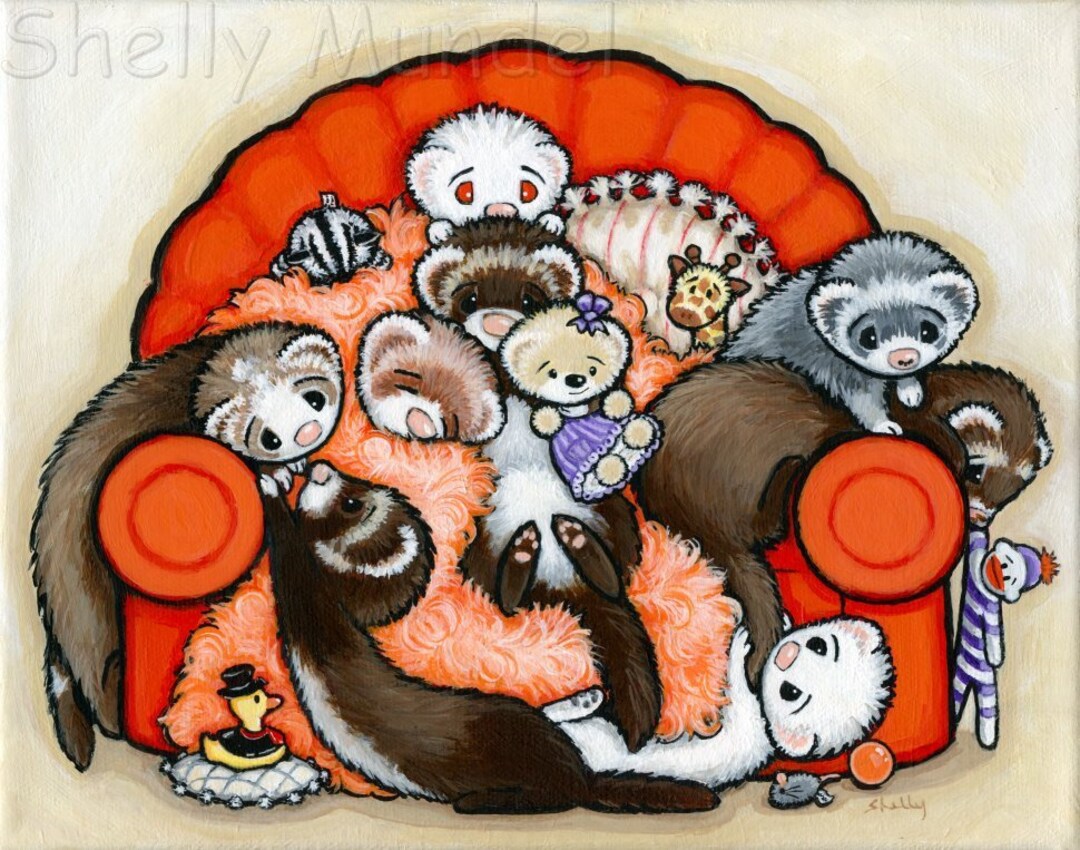 Ferret Painting Original on Stretched Canvas by Shelly Mundel Etsy