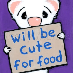 Ferret Sign - Collectible 5x7 Ferret Art Print - by Shelly Mundel